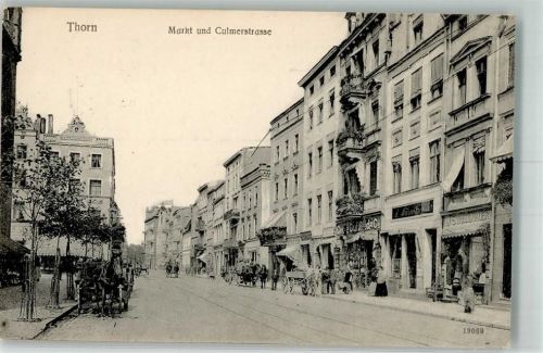 Thorn Torun 1918 Foto AK Geschäft Culmerstrasse Marktplatz Feldpost WK I