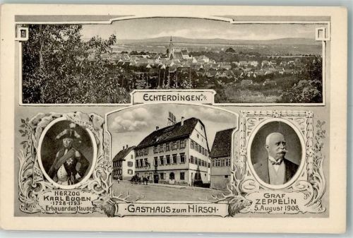 70771 W7022 Echterdingen - Bildnis Herzog Karl Eugen und Graf Zeppelin Gasthaus zum Hirsch