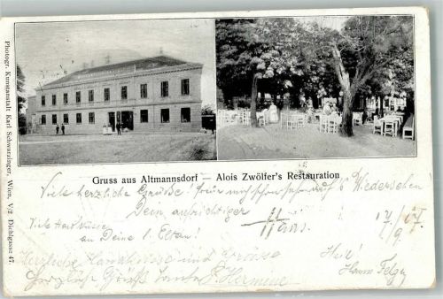Wien 1907 Gasthaus Alois Zwölfer Altmannsdorf