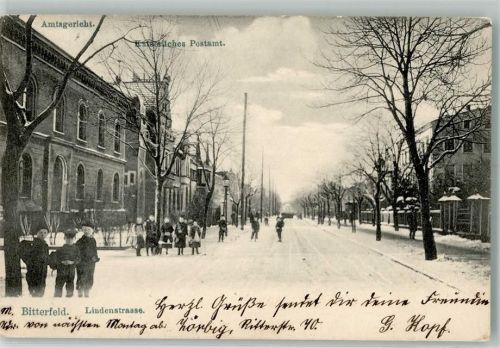 Bitterfeld 1906 Lindenstraße Amtsgericht Kaiserl. Postamt Winter