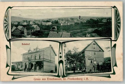Ernsthausen 1910 Bahnhof Kolonialwaren-Handlung Mengel