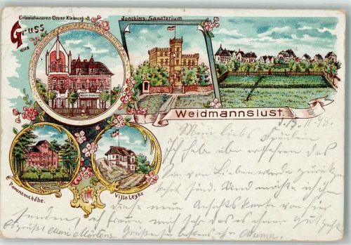 Waidmannslust 1898 Lithographie Kolonialwaren Kleburg Promenadenhöhe Villa Leyke Joachims-Sanatorium