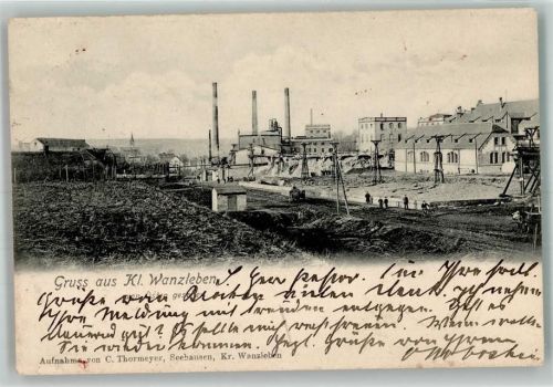 Klein Wanzleben 1904 Östliche Dorfansicht Industriegelände Bahnpost Stassfurth- Zug 823
