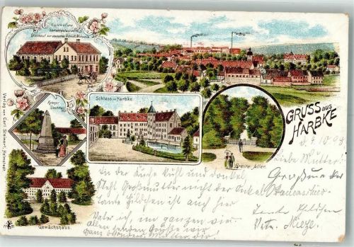 Harbke 1898 Gasthaus Glückauf zur deutschen Eiche Gewächshaus Schloß Harbke Breite Allee