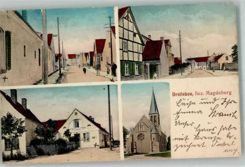 Dreileben 1914 Kirche Dorfstraßen