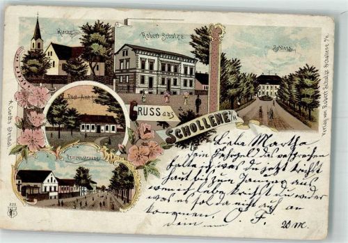 Schollene 1900 Lithographie Schloss Postamt Prinzenstraße Kirche