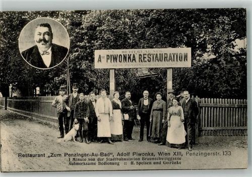 Wien 1912 Gasthaus Piwonka Zum Penzinger Au-Bad Penzinger Straße 133