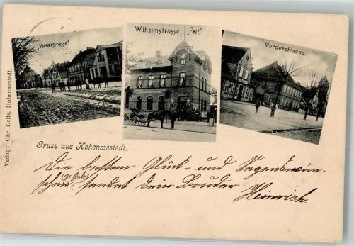 Hohenwestedt 1902 Vorderstraße Wilhelmstraße Postamt