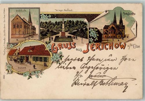 Jerichow 1899 Stadtkirche Kriegerdenkmal Postamt Amtskirche