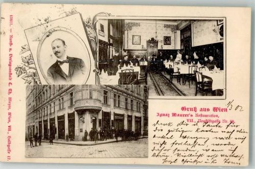 Wien 1902 Gasthaus Ignaz Mauerer Neustiftgasse 80