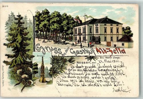 Nossen 1900 Betsäule Gasthaus Alt-Zella