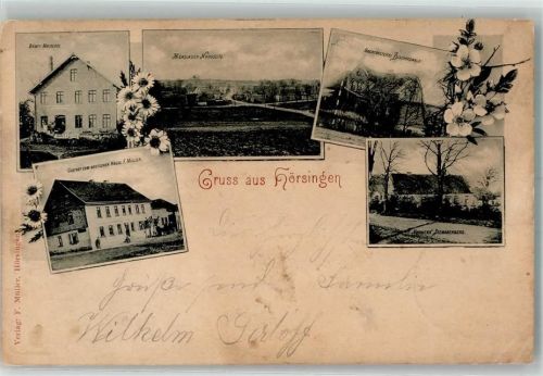 39356 O3241 Hörsingen 1898 Gebrauchsspuren Dampfmolkerei Gasthaus zum Deutschen Hause Oberförsterei