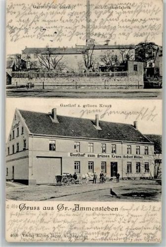 Groß Ammensleben 1905 Zuckerfabrik Gasthaus zum grünen Kranz