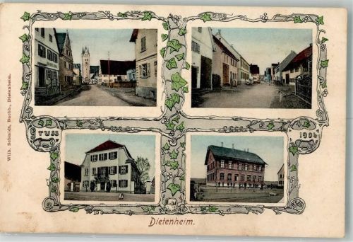 89165 W7905 Dietenheim , Iller 1904 - Dorfstraßen Kirchturm St. Martin