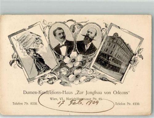 Wien 1909 Geschäft Zur Jungfrau von Orleans Mariahilferstrasse 65