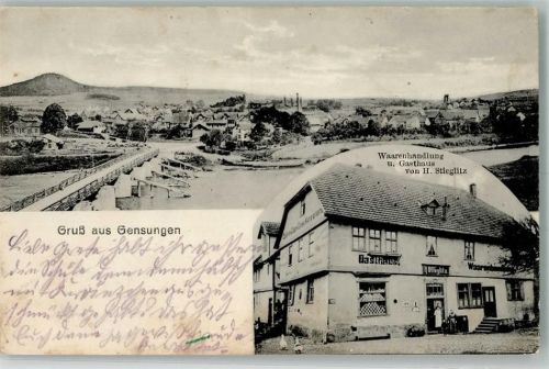 Gensungen 1916 Warenhandlung & Gasthaus Stieglitz Ederbrücke
