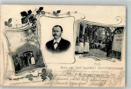 Wien 1903 Gasthaus Sagschek Wein-Etablissement Calvarienberggasse 24