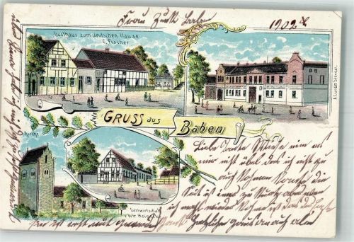 Baben 1902 Lithographie Gasthaus Heinecke Gasthaus zum deutschen Hause