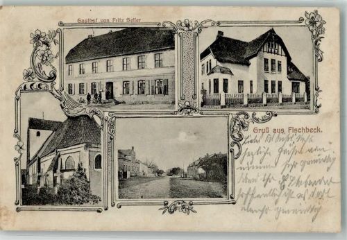 Fischbeck 1918 Gasthaus Seiler Dorfstraße Dorfkirche Bahnpost