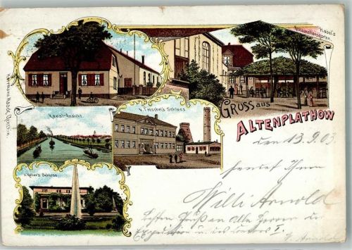 Altenplathow 1903 Schloss Pieschel Gasthaus Habel Kanal Schloss Keller Wasserfontaine