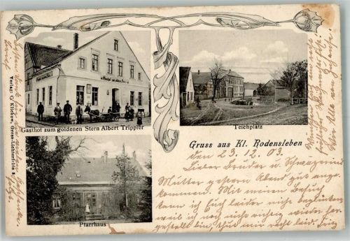 Klein Rodensleben 1903 Pfarrhaus Teichplatz Gasthaus zum goldenen Stern