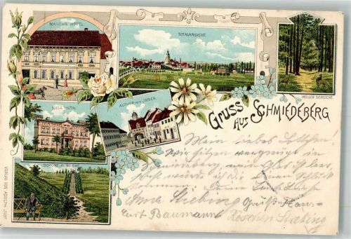 06905 O4603 Bad Schmiedeberg 1898 Lithographie Autor Villa Huth Hotel Masch Höllen Schlucht