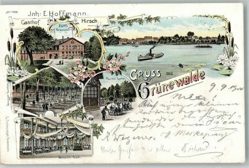 Grünewalde 1900 Gasthaus zum Hirsch Garten Konzertsaal