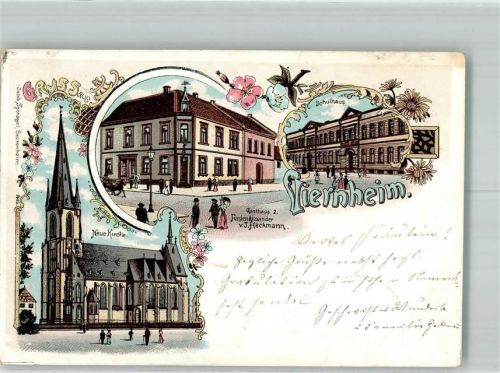 Viernheim 1901 Gasthaus zum Fürsten Alexander v. Heckmann Schule Neue Kirche