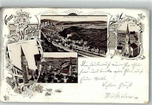 67475 W6739 Weidenthal , Pfalz 1899 Lithographie Ev Kath. Kirche Weidenthal Verlag Ottmar Zieher-München