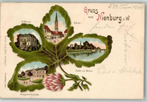 Nienburg 1900 Baugewerkschule Schloß An der Weser Kirche