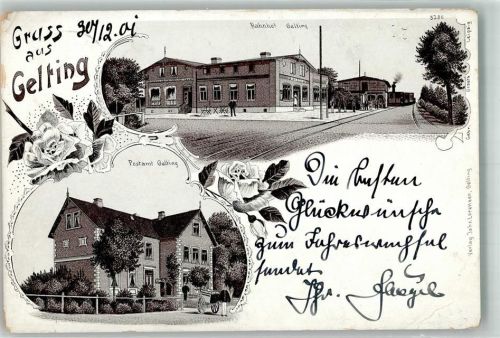 Gelting 1901 Rosen Postamt Bahnhof