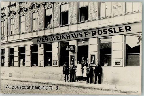 1230 Wien 23. Bezirk, Liesing 1935 Foto AK Gasthaus Bier- und Weinhaus Rössler Atzgersdorf Wiener Straße 3