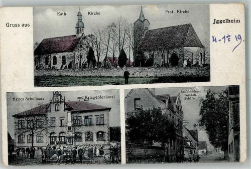 Böhl-Iggelheim 1919 Neues Schulhaus Kriegerdenkmal Buchbinderei Schäfer Kath. Kirche Ev. Kirche