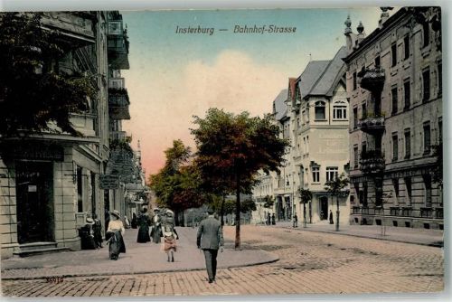 Insterburg 1912 Bahnhof Straße Cafe Lehmann