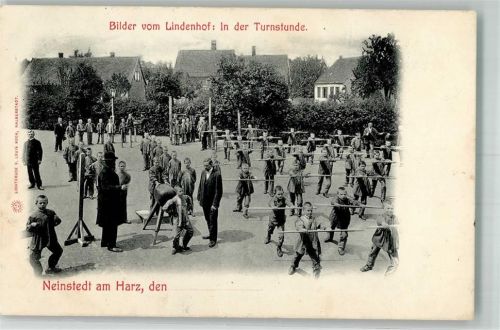 Neinstedt 1909 Der Lindenhof Turnstunde Schüler Turngeräte