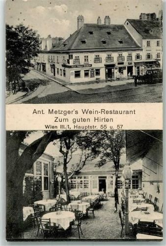1030 Wien 3. Bezirk, Landstraße Foto AK Pferdestraßenbahn Gasthaus zum guten Hirten Hauptstrasse 55 und 57
