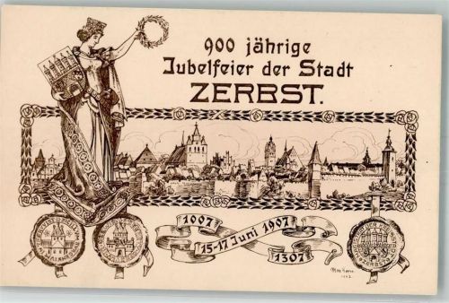 Zerbst 1907 900 Jahrfeier Stadt Zerbst 1907 Stadtwappen Medaillien