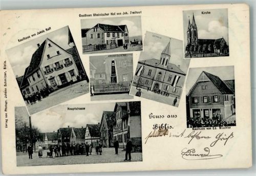 Biblis 1906 Hauptstraße Kaufhaus Mischler Rathaus Kriegerdenkmal