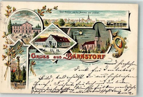 Barnstorf 1898 Kriegerdenkmal Hotel Stuckering Bahnhof Wappen