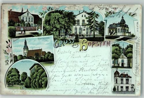 Hopsten 1903 Pfarrkirche Marktplatz St. Annen-Kapelle Hotel Holling
