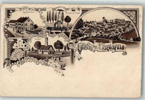 67294 W6761 Kriegsfeld Lithographie Kgl. Forstamt Kriegerdenkmal Kirchhof