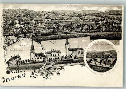 Denklingen 1917 Gemeindehaus Ev. Kirche Überführungsbrücke Pastorat Kath. Kirche