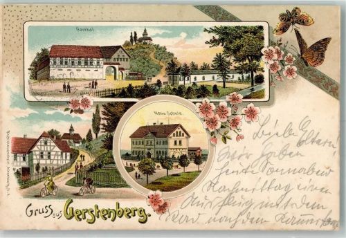 Gerstenberg 1907 Schmetterlinge Gasthaus Neue Schule Dorfstraße
