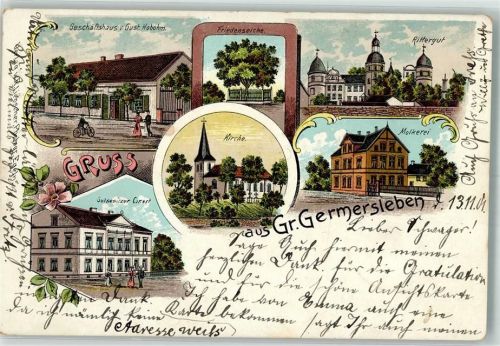 Groß Germersleben 1901 Molkerei Geschäftshaus Hobohm Friedenseiche Rittergut
