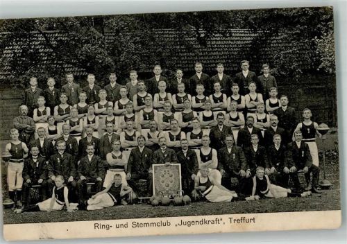 99830 O5908 Treffurt 1910 Foto AK Ring- und Stemmclub Jugendkraft Gruppenaufnahme