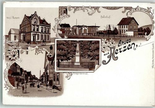 Aerzen Kriegerdenkmal Osterstraße Kais. Postamt Bahnhof