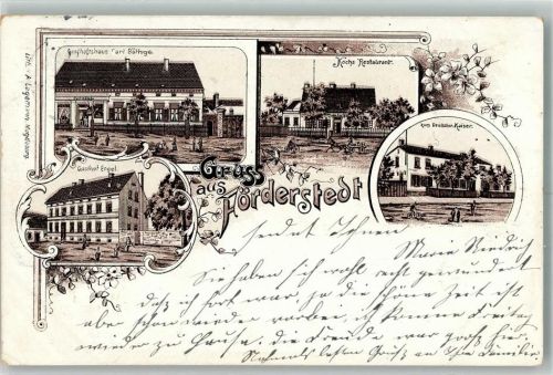 Förderstedt Vorläufer Gasthaus Koch Gasthaus Engel Geschäftshaus Bäthge Gasthaus zum deutschen Kaiser Bahnpost Magdeburg-Aschersleben Zug 561