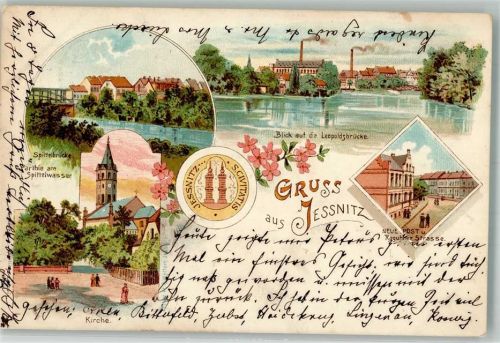 Jeßnitz 1898 Stadtwappen Am Spittelwasser Neue Post Leopoldsbrücke