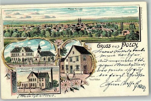 56751 W5444 Polch 1902 Lithographie Molkerei Krankenhaus Haus Weber