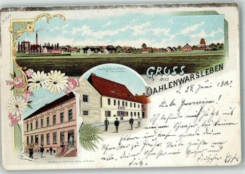 Dahlenwarsleben 1900 Gasthaus & Post Pasemann Gasthaus zum schwarzen Adler Bahnpost